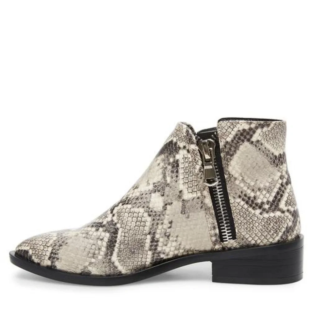 STEVEN BY STEVE MADDEN Printed Leather Zip Booties